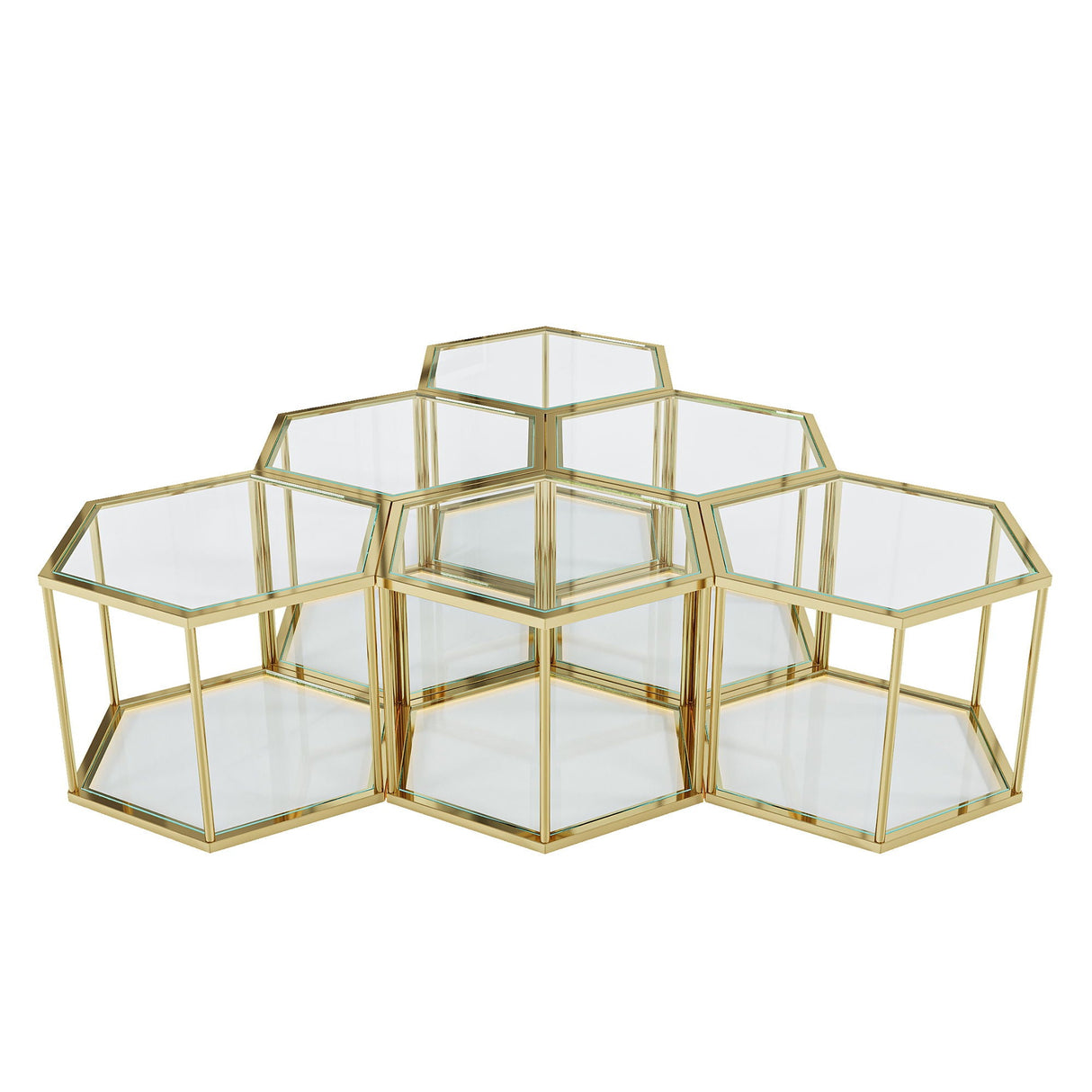 Modern Coffee Table With Double Layer Tempered Glass And Polygonal Design by Couch.com