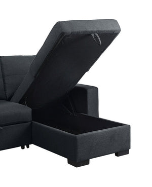 Lucas - Linen Sleeper Sectional Sofa With Reversible Storage Chaise - Dark Gray by Couch.com