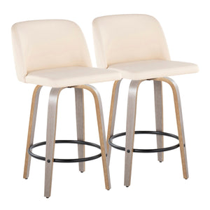 Toriano - Contemporary Fixed Height Counter Stool With Swivel & Round Footrest (Set of 2) by Couch.com