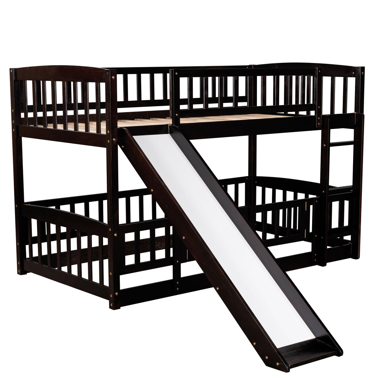 Low Bunk Bed With Slide, Fence And Ladder by Couch.com