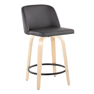 Toriano - Contemporary, Fixed Height Counter Stool With Swivel And Round Footrest (Set of 2) by Couch.com