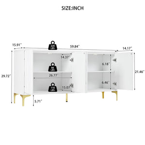 Modern 4 Door Sideboard With Creative Carved Surface And Adjustable Shelves by Couch.com