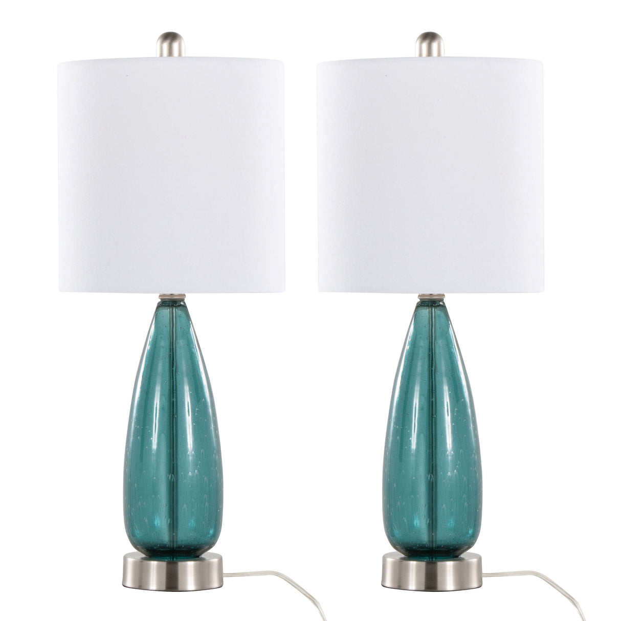 Bottega - Contemporary Table Lamp (Set of 2) - Sapphire Blue / Nickel / White by Couch.com