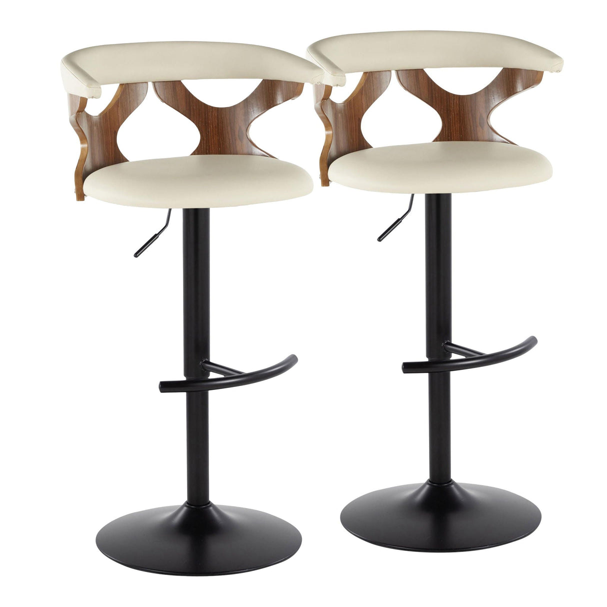 Gardenia - Contemporary Adjustable Barstool, Swivel With Rounded T Footrest (Set of 2) by Couch.com