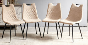 Seat Chair, Dining Chair, Coffee Chair (Set of 4) - Black / Beige by Couch.com