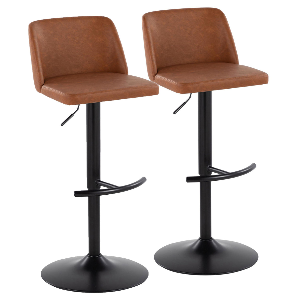 Toriano - Contemporary Adjustable Bar Stool With Rounded T Footrest (Set of 2) by Couch.com