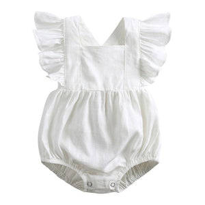 Baby Cotton And Linen Summer Strap One Piece Suit