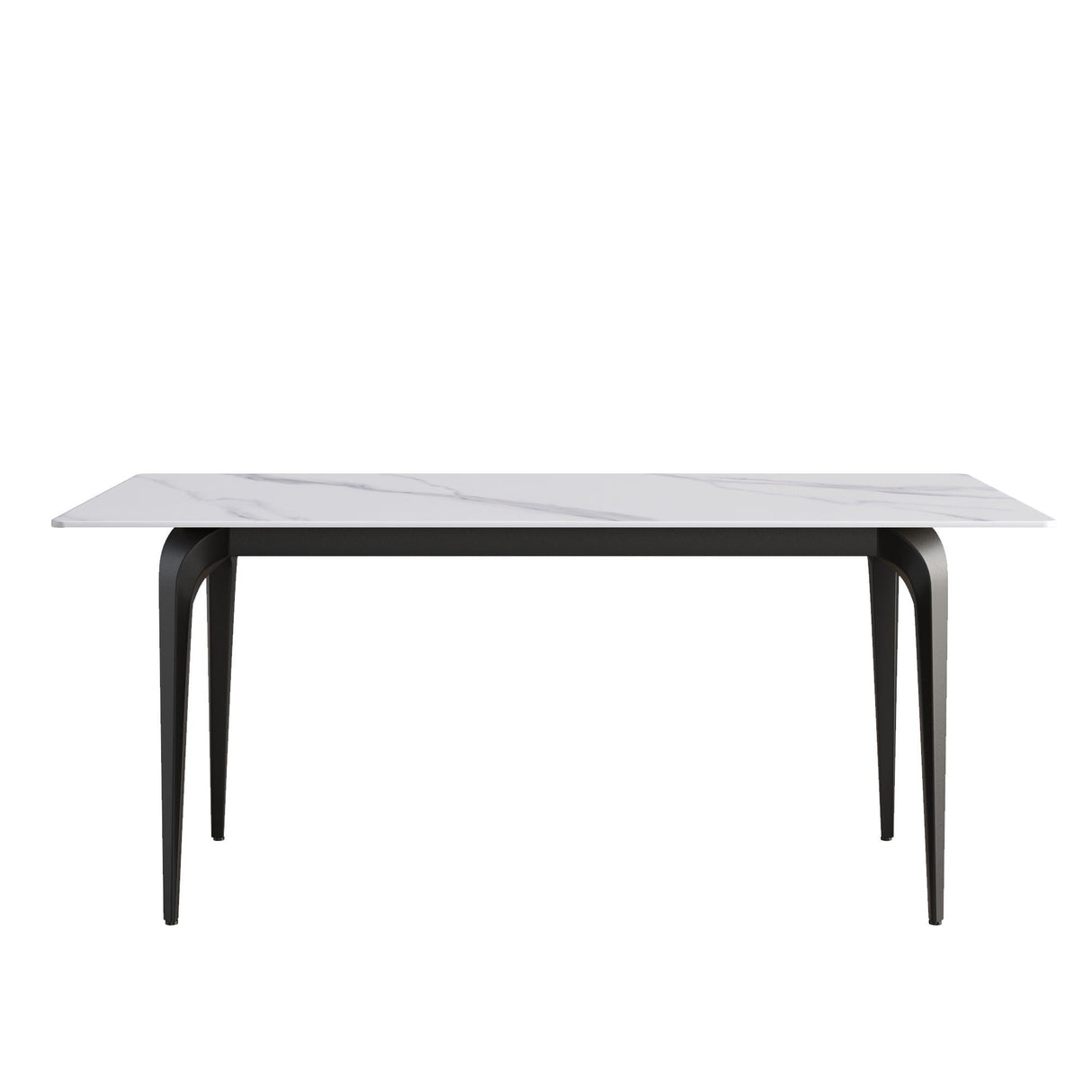 70.87" Modern Artificial Stone White Straight Edge Black Metal Leg Dining Table, Can Accommodate 6-8 People - White / Black by Couch.com