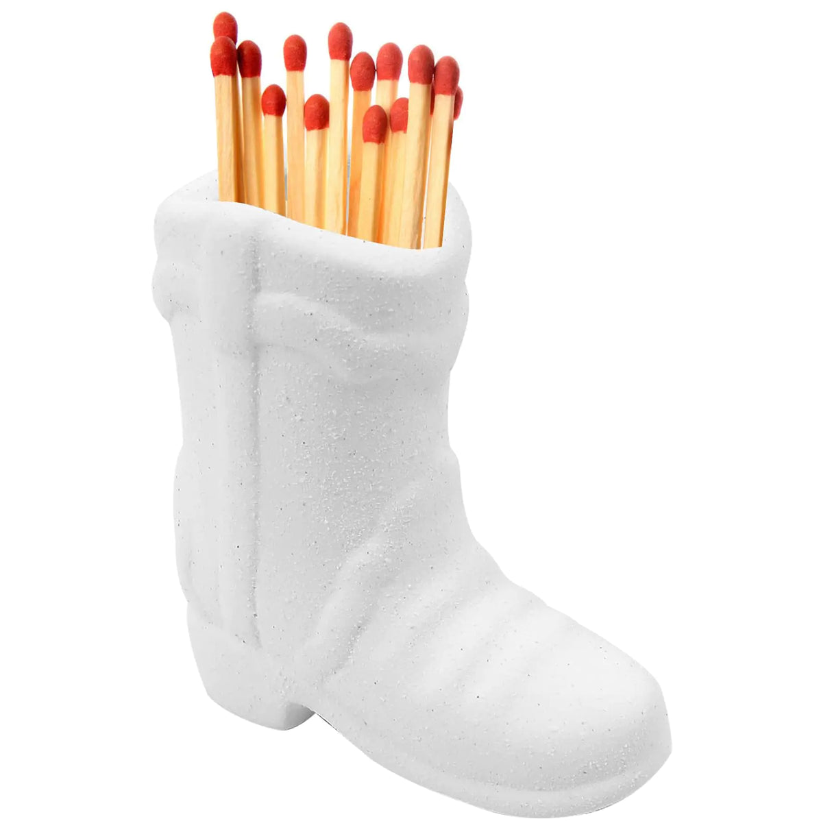 AOZBZ Cowboy Boot Match Holder - Cute Ceramic Match Holder with Striker Matchstick Storage Container for Home Kitchen Christmas Gifts & Decor (White)