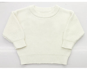 Infant Toddler Cotton Knitted Round Neck Base Sweater