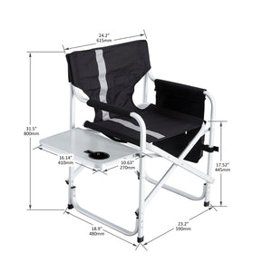 Padded Folding Outdoor Chair With Side Table And Storage Pockets, Lightweight Oversized Directors Chair For Indoor, Outdoor Camping, Picnics And Fishing by Couch.com