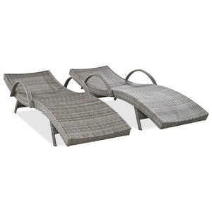 K&K 80" Outdoor Wicker Chaise Lounge Chairs Set of 2