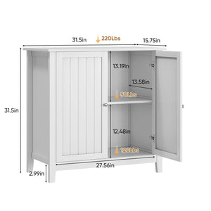 Double Door Storage Cabinet With Knobs - White