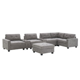 Sectional With Acrylic Table Top U Shaped Couch Set With 2 Consoles USB Charger, Storage Drawers And Pockets Movable Ottoman Tufted Sofa by Couch.com