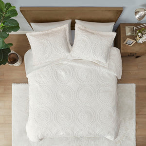 King/Cal King Embroidered Medallion Faux Fur Ultra Plush Comforter Mini Set