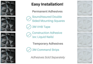 12 Pack - PVC Geometric 3D Wall Panel For Sound Diffusion - Modern 3D Design For Walls And Ceilings