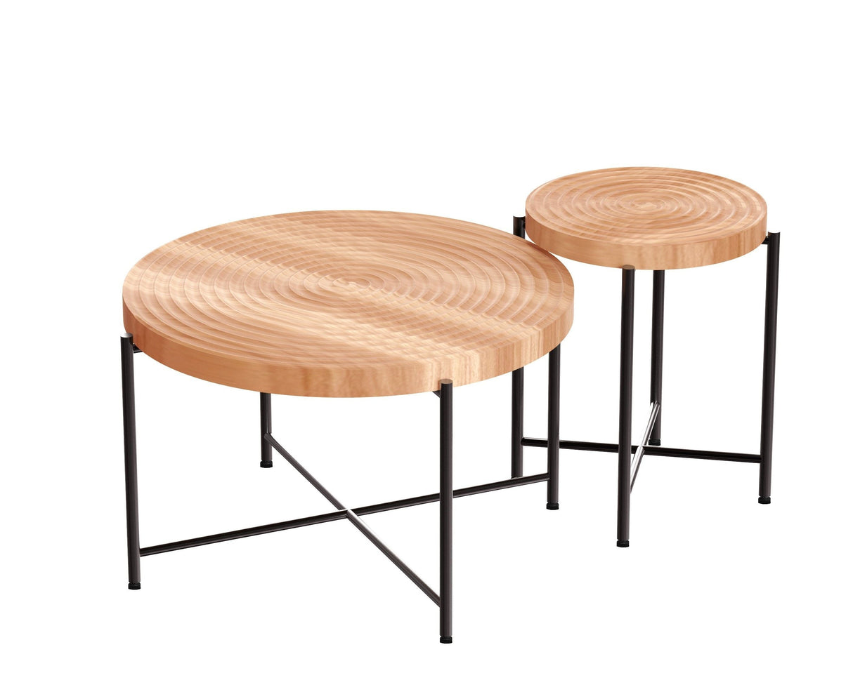 Coffee And End Table Set Waterproof Cover, Distressed Cylindrical Design, Legs Classic Rustic Charm (Set of 2) by Couch.com