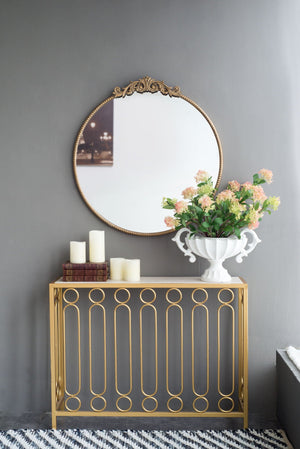 Classic Design Mirror With Baroque Inspired Frame For Bathroom, Entryway Console Lean Against Wall by Couch.com