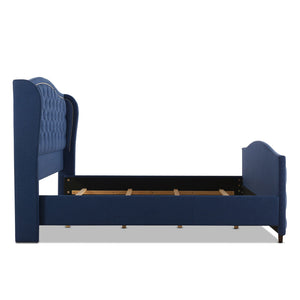 Marcella - King Upholstered Shelter Headboard Bed Set - Dark Sapphire Blue by Couch.com
