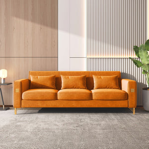 Velvet Sofa With Pillows And Metal Leg For Living Room by Couch.com
