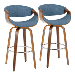 Curvini Mid - Century Modern Fixed Height Barstool With Swivel (Set of 2) by Couch.com