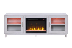 Summit - TV Stand Console With Fireplace - White Walnut Finish by Couch.com