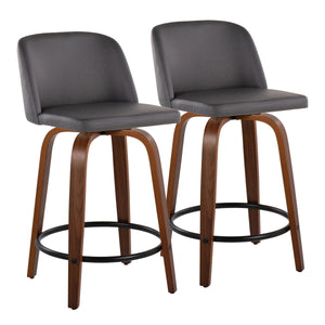 Toriano - Mid Century Modern, Fixed Height Counter Stool & Swivel And Round Footrest (Set of 2) by Couch.com