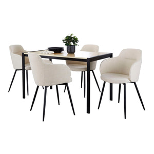 Fuji Boyne - 5 Piece Contemporary Dining Set - Black / Natural / Cream by Couch.com