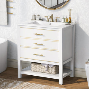 Modern Bathroom Vanity Cabinet, Combo With Open storage, Two Drawers by Couch.com
