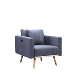 Easton - Linen Fabric Chair With USB Charging Ports Pockets And Pillows by Couch.com