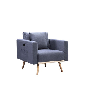 Easton - Linen Fabric Chair With USB Charging Ports Pockets And Pillows by Couch.com