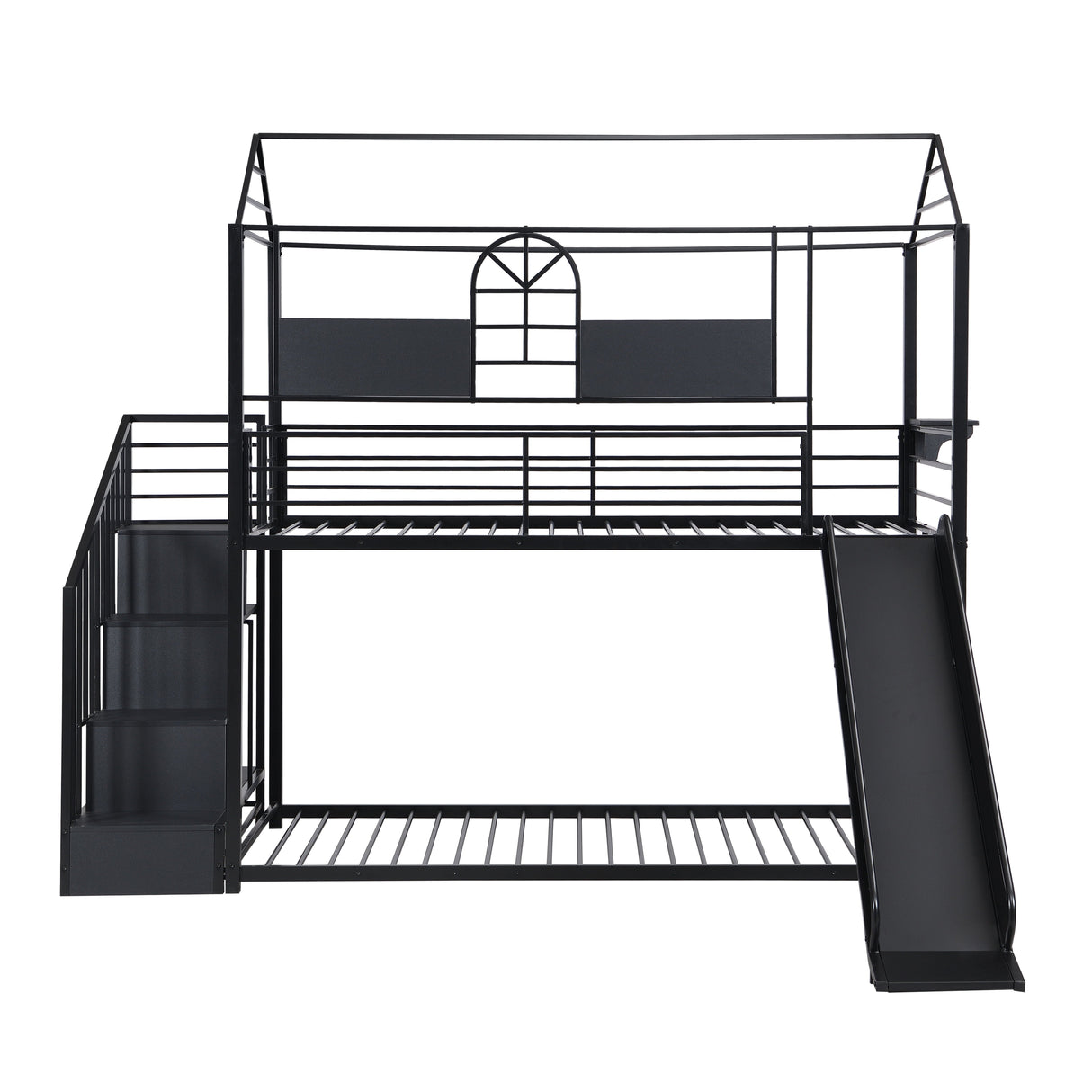 Twin Over Twin Metal Bunk Bed With Slide And Steps by Couch.com