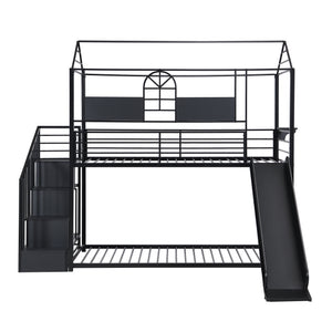 Twin Over Twin Metal Bunk Bed With Slide And Steps by Couch.com