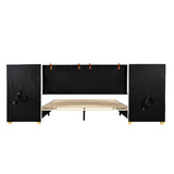 Upholstered Platform Bed, 2 Outlets And USB Charging Ports On Both Sides, 2 Bedside Pillows, Storage Shelves by Couch.com