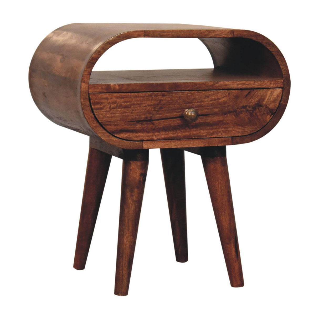 Artisan Furniture Circular Bedside Table With Open Slot - Caramel by Couch.com