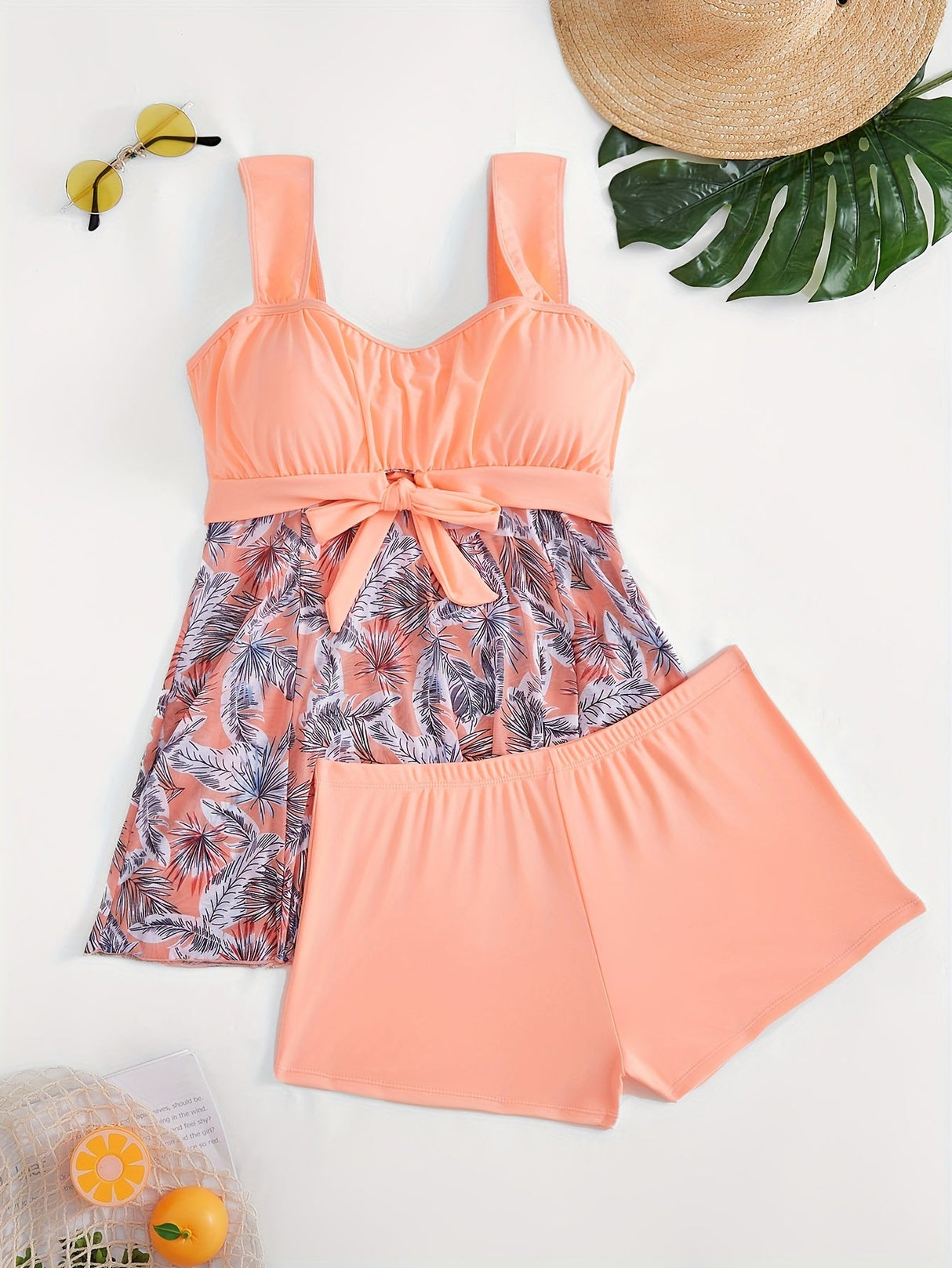 New Bikini Plus Size Mesh Print Off Shoulder 2 Piece Tankini Swimsuit for Women – Modest Large Size Bathing Suit with Contrast Mesh Detail – Comfortable Stretchy Beachwear for Summer Vacation and Poolside Confidence