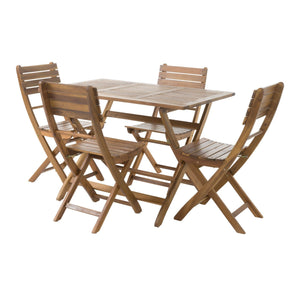 Natural 5 Piece Wood Outdoor Patio Dining Set - Natural Stained by Couch.com