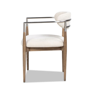 Artemis - Mixed Material Upholstered Dining Arm Chair - Warm White by Couch.com