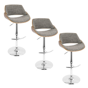 Fabrizzi - Mid Century Modern Adjustable Barstool With Swivel With Rounded T Footrest (Set of 3) by Couch.com