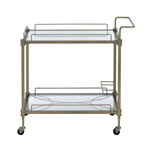 Aditya Mirrored & Antique Brass Finish Serving Cart