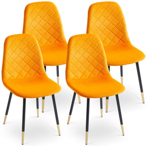 Velvet Tufted Accent Chairs With Golden Color Metal Legs, Modern Dining Chairs For Living Room by Couch.com