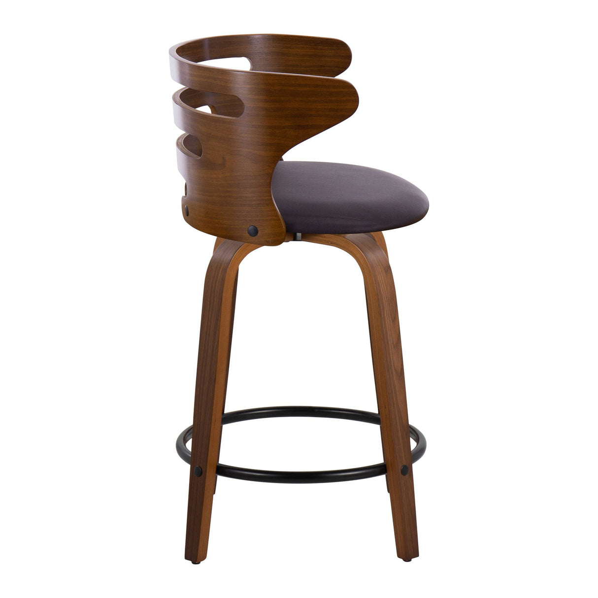 Cosini - Mid-Century Modern Fixed Height Counter Stool With Swivel With Round Footrest (Set of 2) - Walnut / Brown by Couch.com