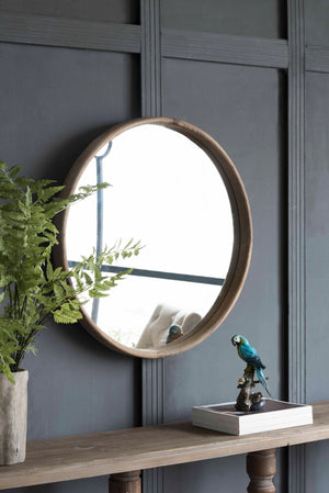 Round Wood Mirror, Wall Mounted Mirror Home Decor For Bathroom Living Room by Couch.com