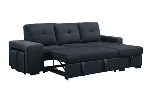Lucas - Linen Sleeper Sectional Sofa With Reversible Storage Chaise - Dark Gray by Couch.com
