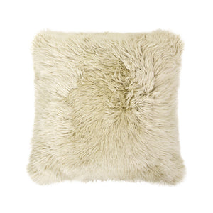 Astrid - Square New Zealand Sheepskin Accent Throw Pillow Cover With Feather Insert - Taupe / Natural by Couch.com