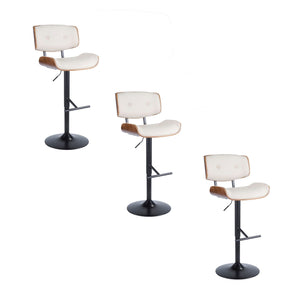 Lombardi - Mid Century Modern Adjustable Barstool With Swivel With Straight T Footrest (Set of 3) by Couch.com