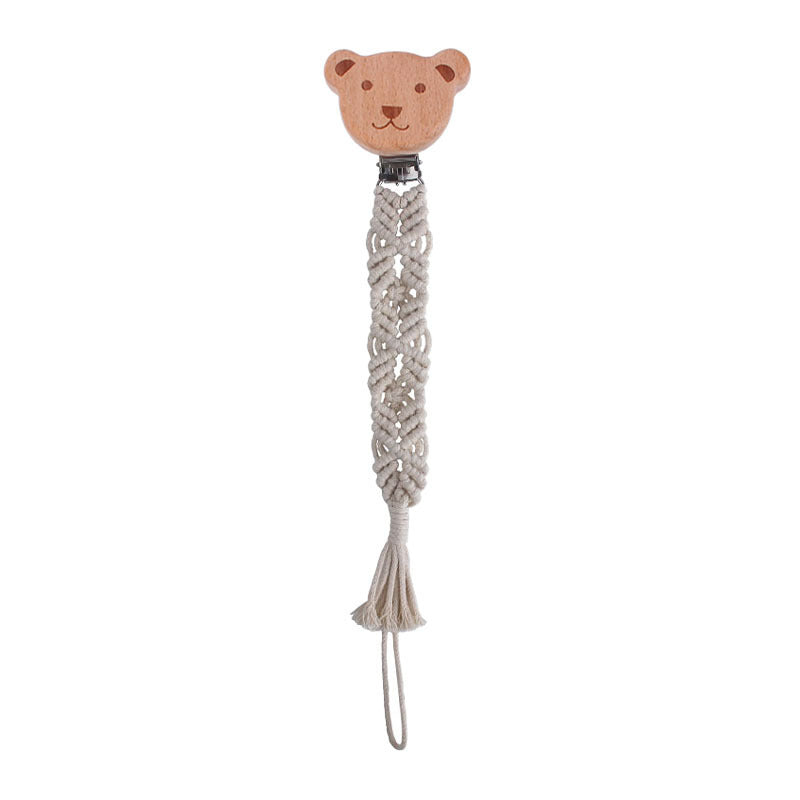 Beech Animal Anti-dropping Toy Teether Children's Hand-woven Pacifier Rope
