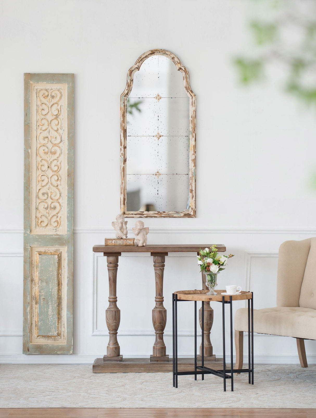 Large Wooden Rectangle Hanging Panel Decorative Wall Sculpture, Carved Wall Art - Beige by Couch.com