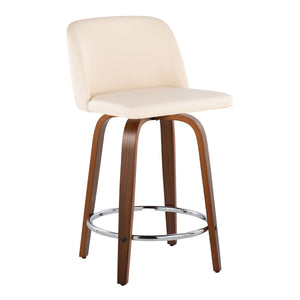 Toriano - Mid Century Modern Fixed Height Counter Stool With Swivel With Round Footrest (Set of 2) by Couch.com