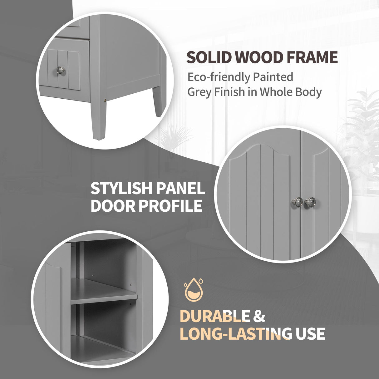 Bathroom Vanity With Ceramic Basin, Bathroom Storage Cabinet With Two Doors And Drawers, Solid Frame, Metal Handles by Couch.com